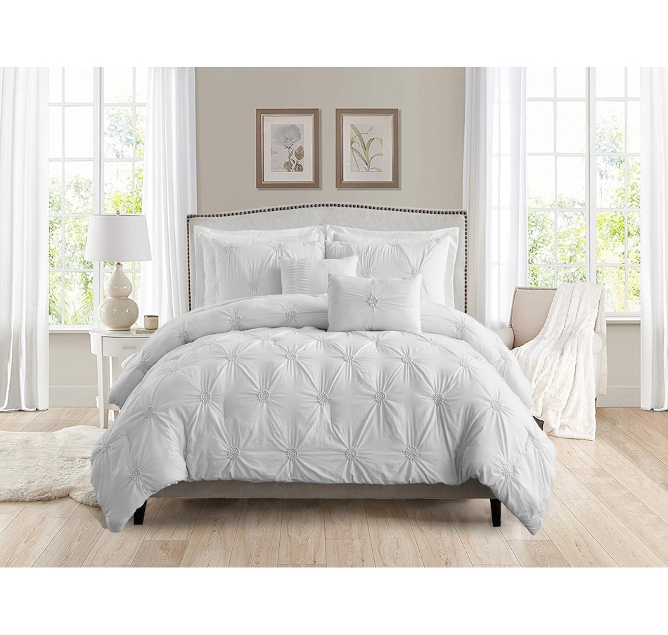 Image 662452_WHT.jpg, Product 662-452 / Price $50.00 - $68.00, Swift Home Microfibre Floral Ruched Comforter Set from Swift Home on TSC.ca's Home & Garden department