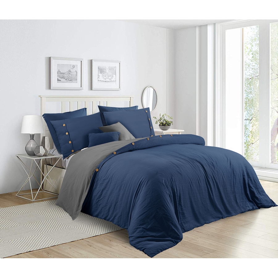 Image 662455_NVY.jpg, Product 662-455 / Price $29.00 - $42.00, Krinkle Micro Fiber Reversible Duvet Cover Set from CATHAY HOME  on TSC.ca's Home & Garden department