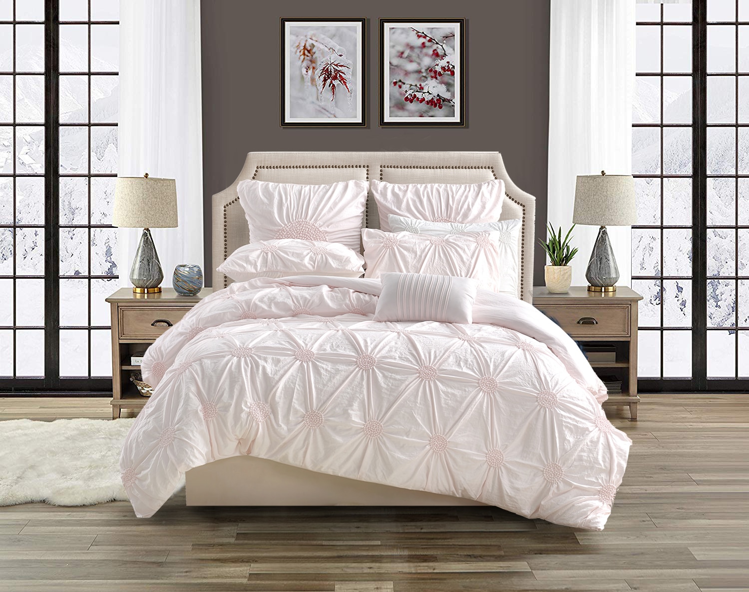 Krinkle Microfibre Floral Ruched Duvet Cover Set - TSC.ca