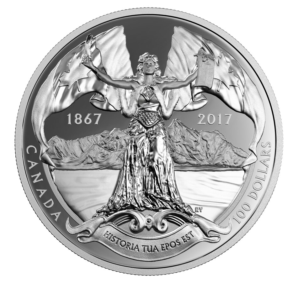 Image 662705.jpg, Product 662-705 / Price $1,195.95, 2017 $100 Fine Silver Coin - 150 Years of Confederation from Royal Canadian Mint (RCM) on TSC.ca's Coins department