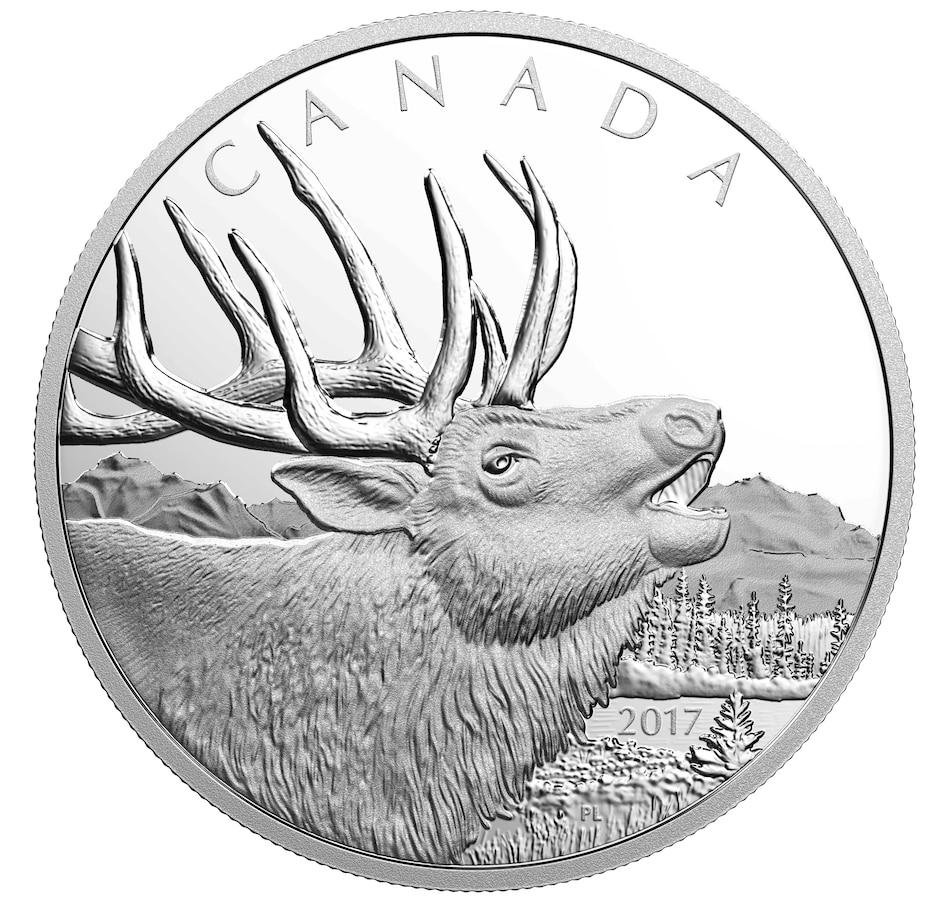 Image 662713.jpg, Product 662-713 / Price $1,249.95, 2017 Half-Kilo $125 Fine Silver Coin Elk Bull - "Bugle in the Breeze" from Royal Canadian Mint (RCM) on TSC.ca's Coins department