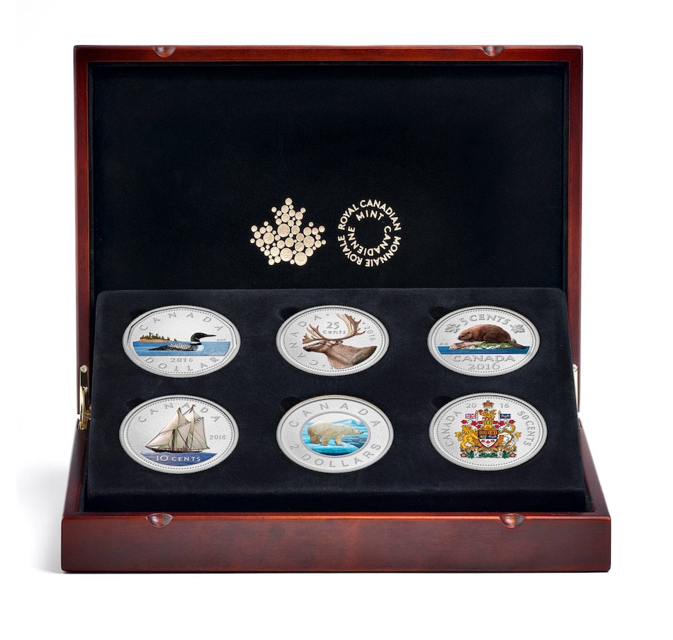 Image 662718_ALTMORE1.jpg, Product 662-718 / Price $4,695.00, 2016 Colour Big Coin Five-Ounce Fine Silver Coins Complete Six-Piece Proof Set from Royal Canadian Mint (RCM) on TSC.ca's Coins department