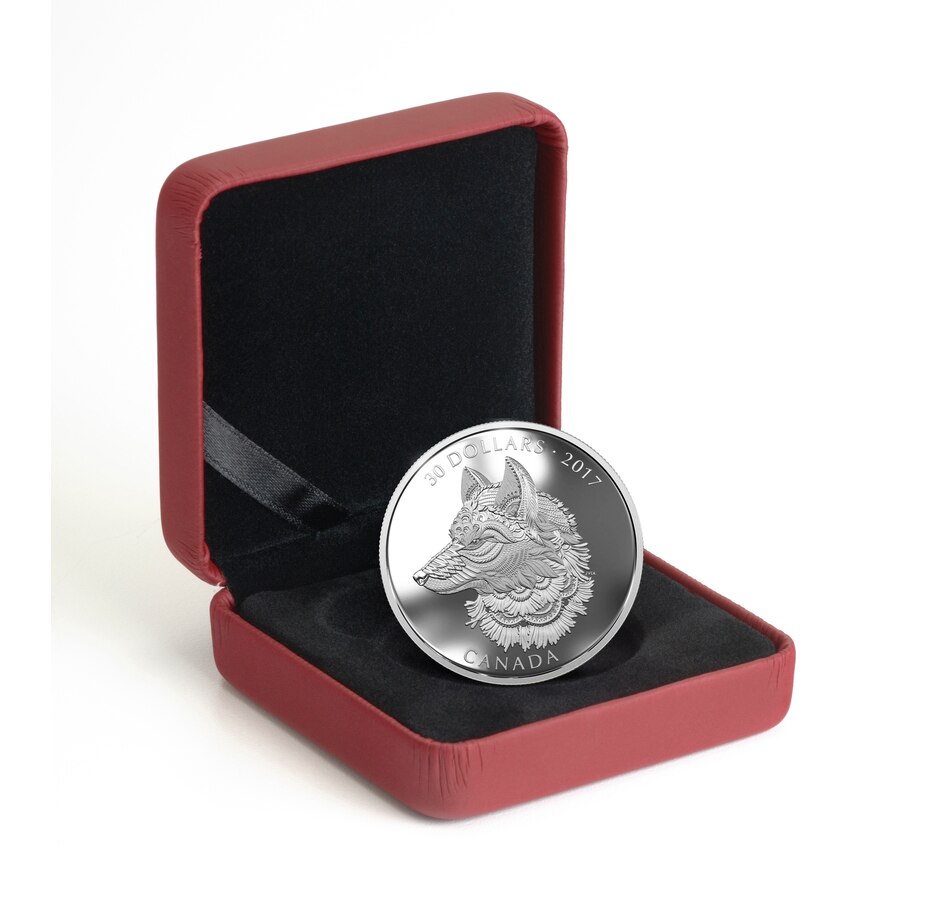 Image 662719_ALTMORE2.jpg, Product 662-719 / Price $174.95, 2017 $30 Fine Silver Coin Zentangle Art: The Great Grey Wolf from Royal Canadian Mint (RCM) on TSC.ca's Coins department