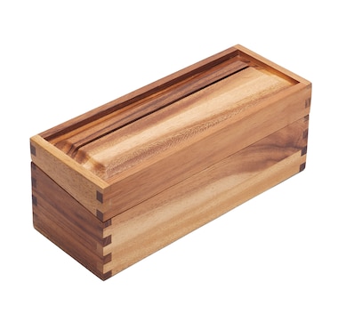 Ironwood Acacia Wood Recipe Box (2 Compartments)