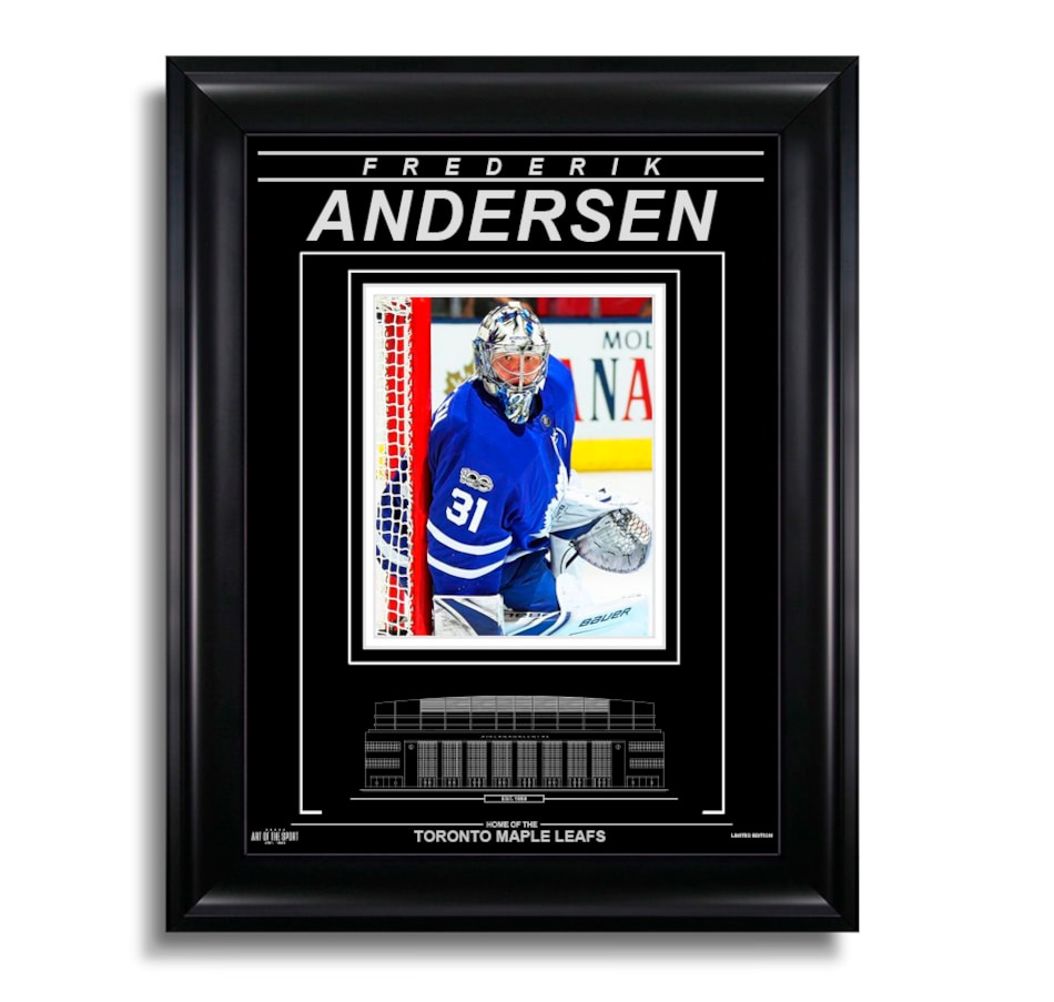 Image 663926.jpg , Product 663-926 / Price $119.99 , Frederik Andersen Toronto Maple Leafs Engraved Framed Photo - Focus  on TSC.ca's Health & Fitness department
