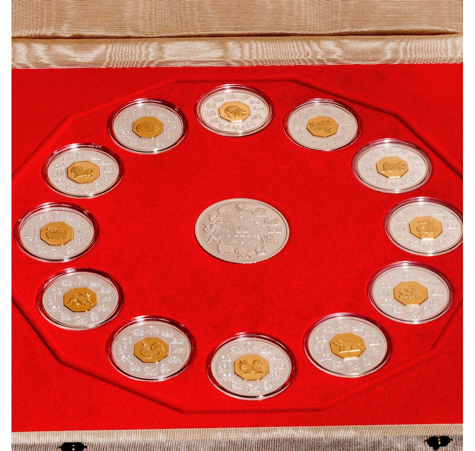 Image 664666_ALTMORE1.jpg, Product 664-666 / Price $1,180.00, Complete Set of 12 $15 Chinese Lunar Calendar Coins from Royal Canadian Mint (RCM) on TSC.ca's Coins department