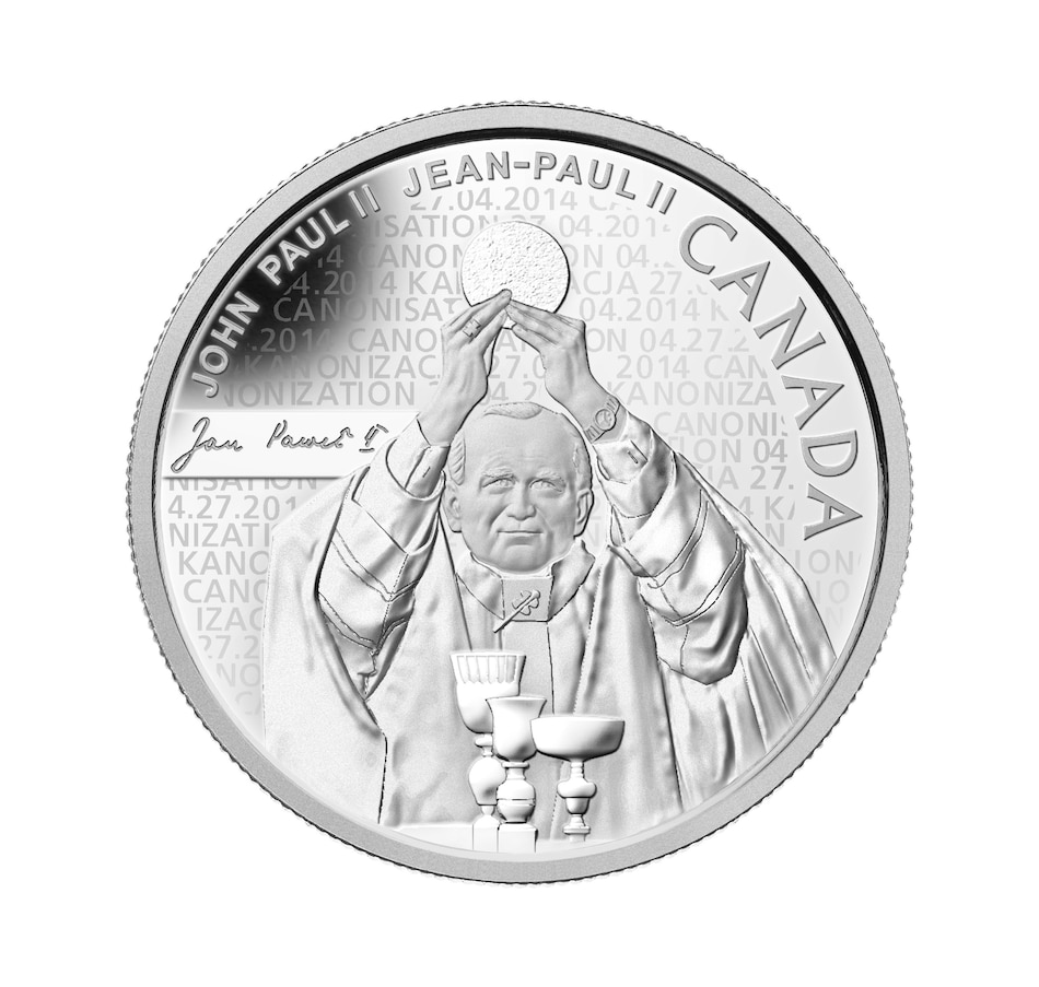 Image 664707.jpg, Product 664-707 / Price $149.95, 2014 $10 Proof Fine Silver Pope John Paul II from Royal Canadian Mint (RCM) on TSC.ca's Coins department