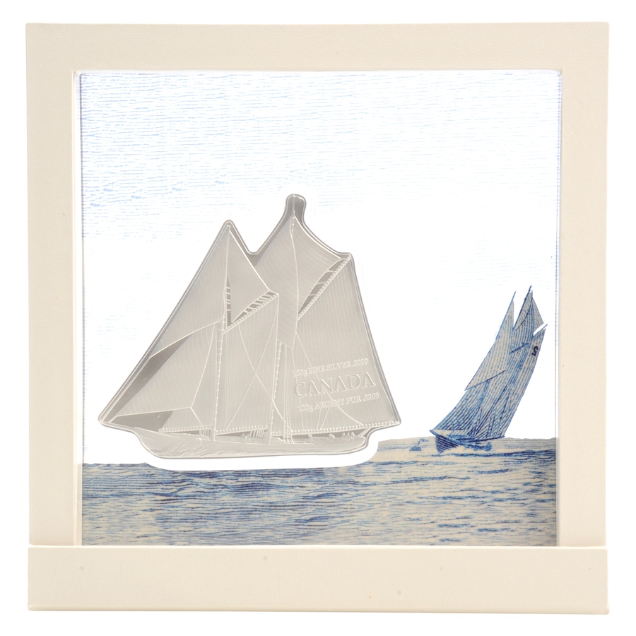 Image 665231_ALTMORE1.jpg, Product 665-231 / Price $629.95, Real Shape Iconic Canada 100 Grams Fine Silver Bluenose Schooner (Single) from Canadian Heritage Mint on TSC.ca's Coins department