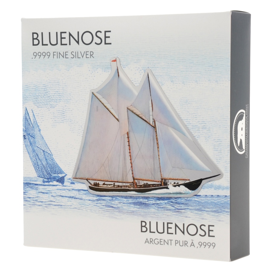 Image 665231_ALTMORE3.jpg, Product 665-231 / Price $629.95, Real Shape Iconic Canada 100 Grams Fine Silver Bluenose Schooner (Single) from Canadian Heritage Mint on TSC.ca's Coins department