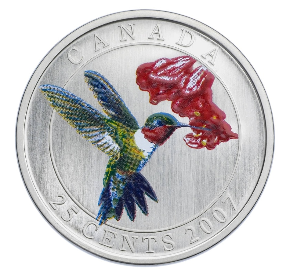 Image 665338.jpg, Product 665-338 / Price $129.95, 25-Cent 2007 Ruby-Throated Hummingbird from Royal Canadian Mint (RCM) on TSC.ca's Coins department