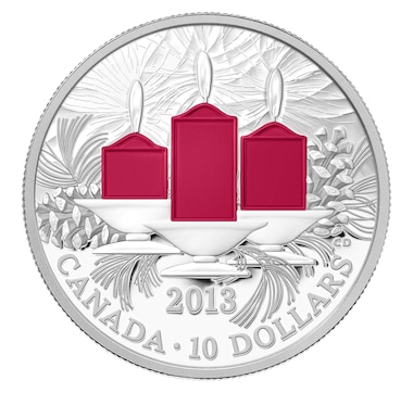 $10 2013 Fine Silver Coin - Holiday Candles