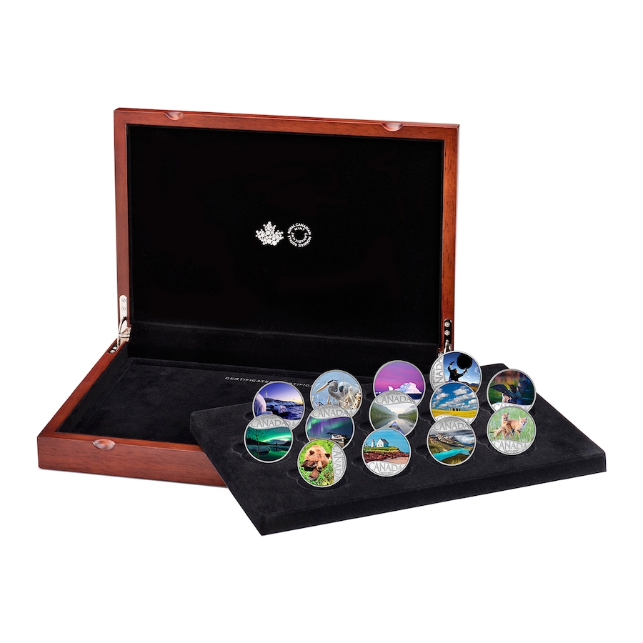Image 665360_ALTMORE1.jpg, Product 665-360 / Price $675.35, 2017 $10 Fine Silver Coins Celebrating Canada’s 150th: Complete 13-Coin Set in Custom Case from Royal Canadian Mint (RCM) on TSC.ca's Coins department