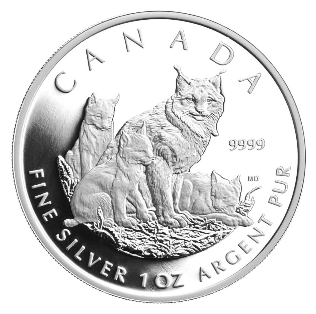2005 Four Coin Lynx Set ($5, $4, $3 and $2 coins; .9999 silver