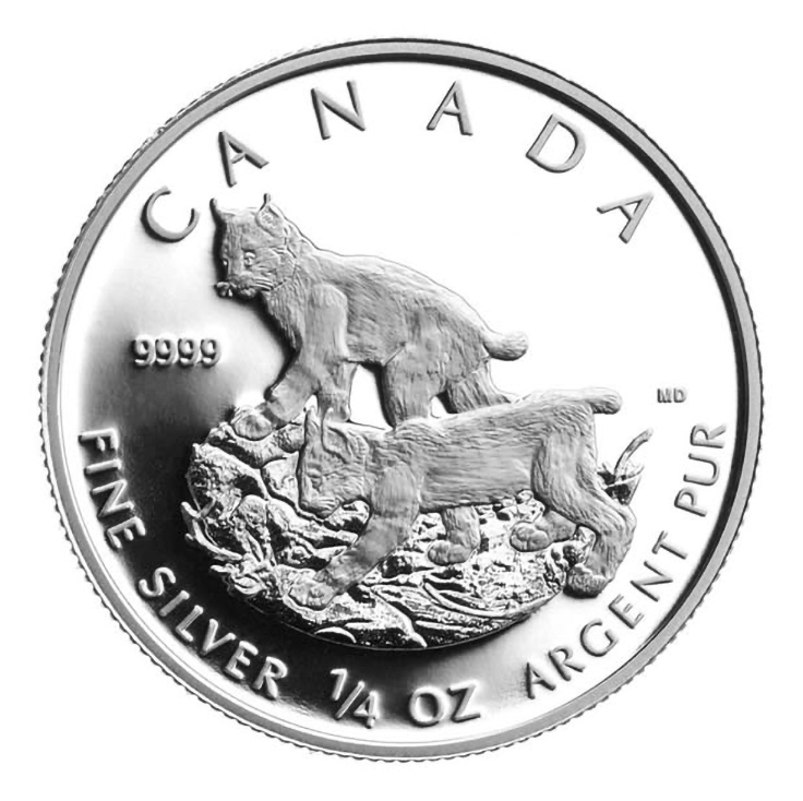 2005 Four Coin Lynx Set ($5, $4, $3 and $2 coins; .9999 silver