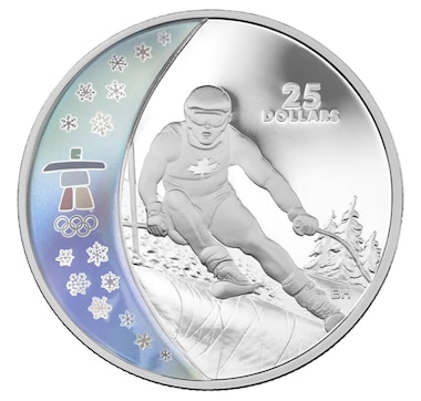 $25 Sterling Silver Coin Alpine Skiing Vancouver Olympics