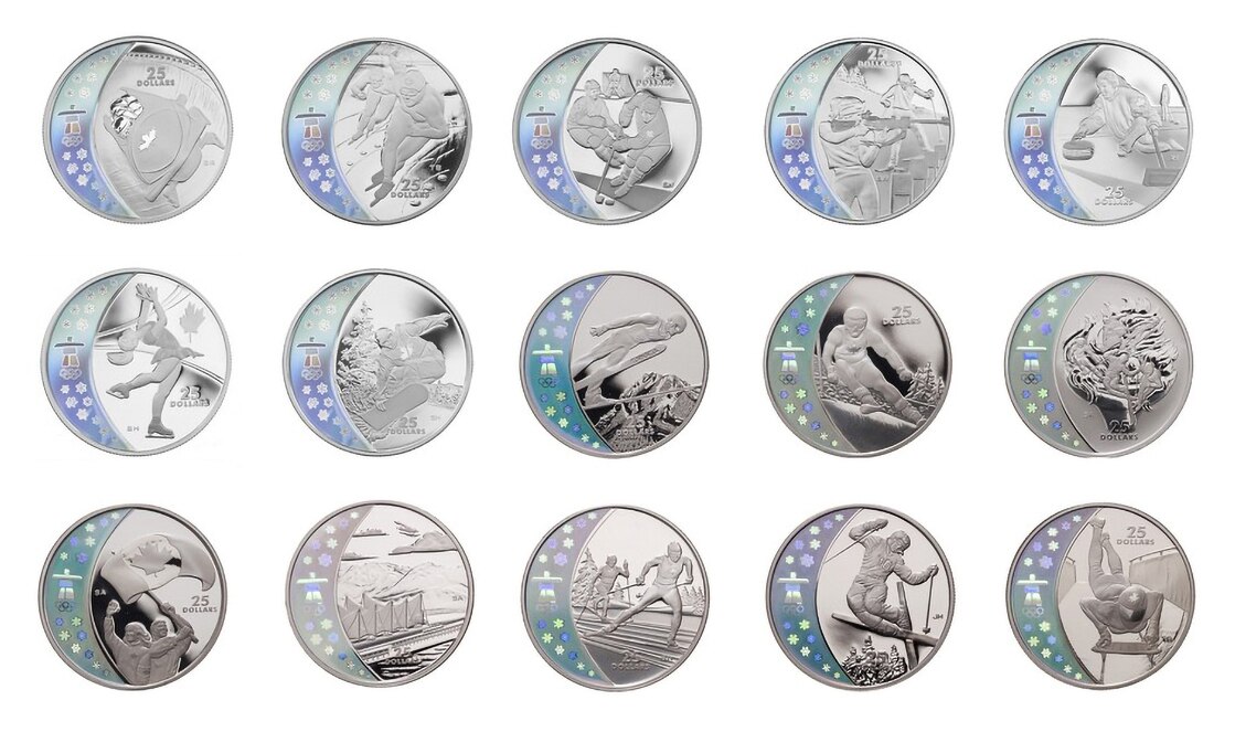 $25 Sterling Silver 15-Coin Set Vancouver Olympics