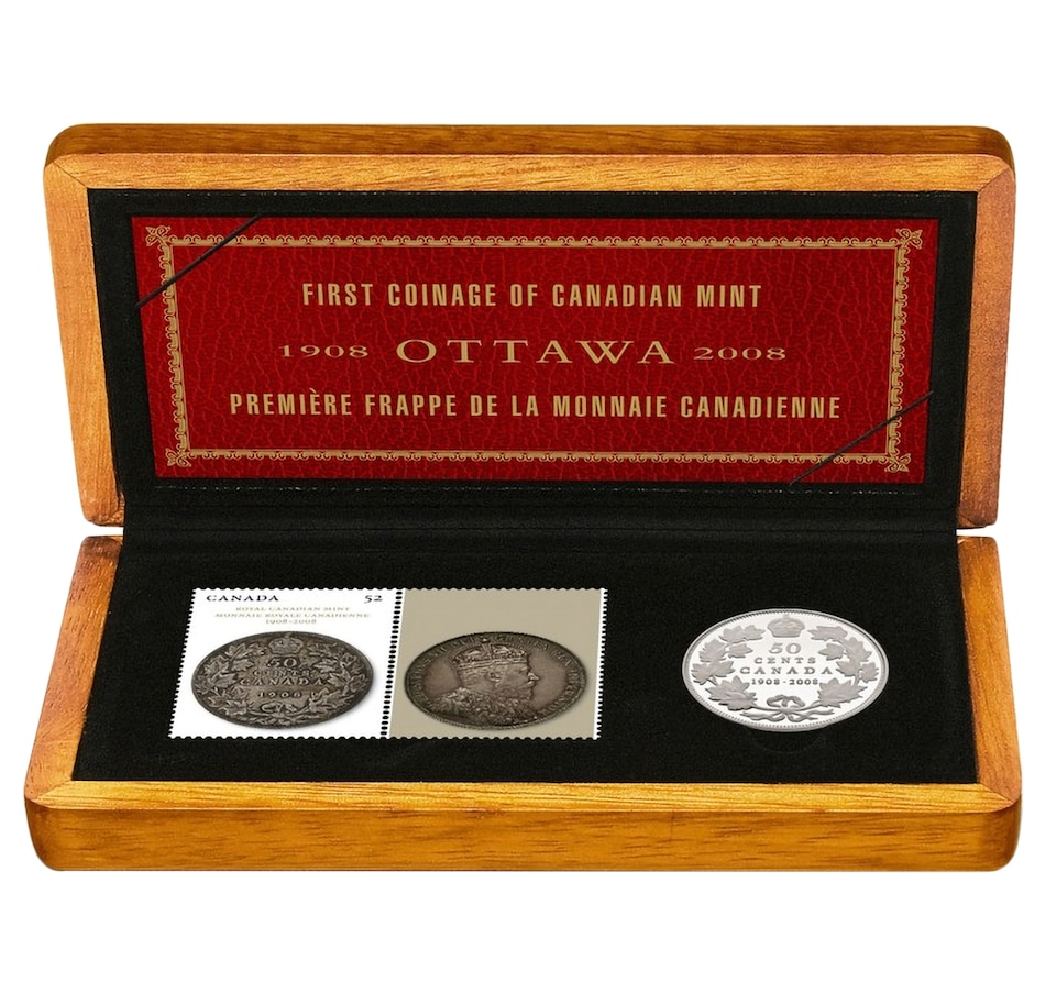 Image 666219.jpg, Product 666-219 / Price $49.95, 2008 50-Cent RCM Coin and Stamp Set Sterling Silver from Royal Canadian Mint (RCM) on TSC.ca's Coins department