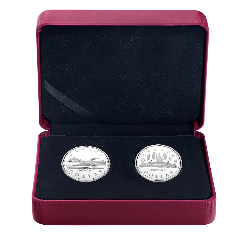 Image 666254_ALTMORE3.jpg, Product 666-254 / Price $99.95, 2017 $1 Fine Silver Two Coin Set - Anniversary of the Loonie from Royal Canadian Mint (RCM) on TSC.ca's Coins department