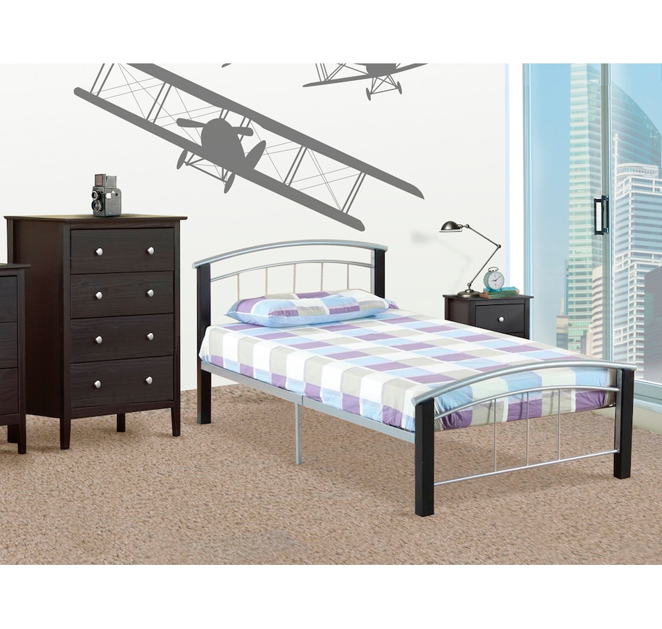 Image 666269.jpg, Product 666-269 / Price $239.99, Titus Black Wood Legs and Pewter Metal Frame Contemporary Platform Bed with Slats from Titus Furniture on TSC.ca's Home & Garden department