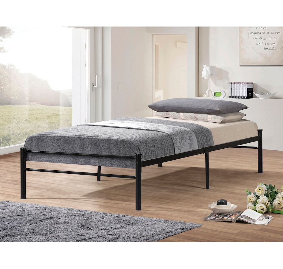 Titus Black Metal Finish Twin Bed Frame, Is Metal Bed Frame Healthy