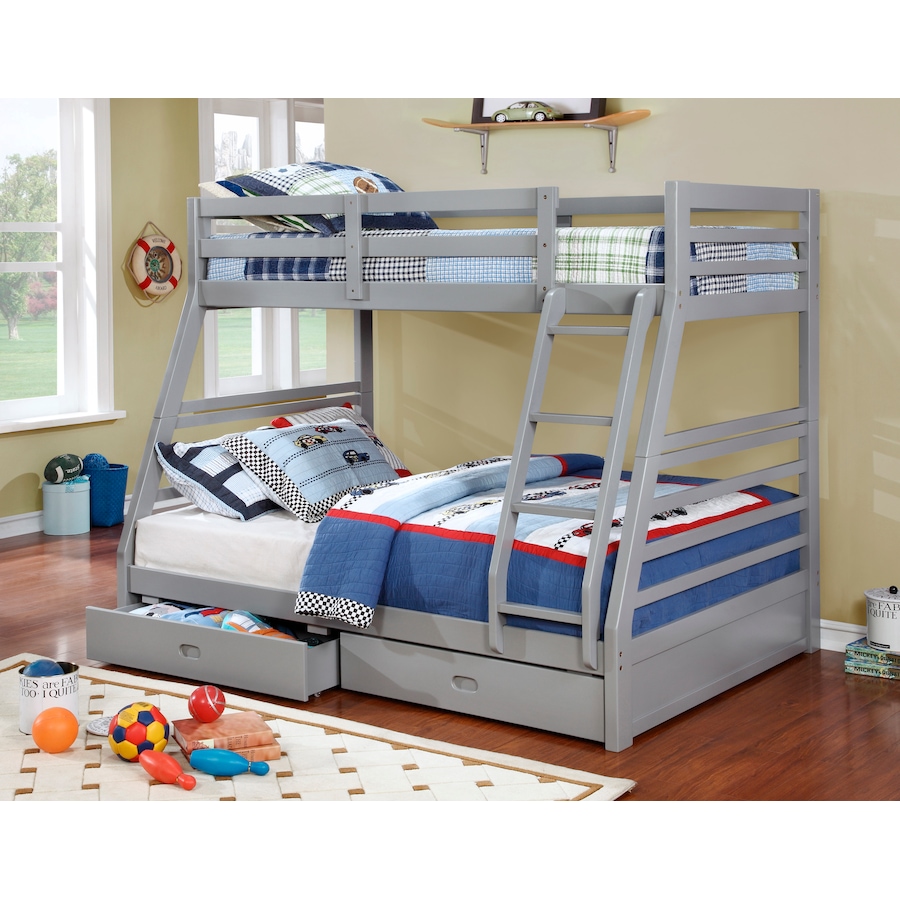 Image 666272.jpg, Product 666-272 / Price $929.99, Titus Grey Wood Finish Twin Over Double Bunk Bed from Titus Furniture on TSC.ca's Home & Garden department