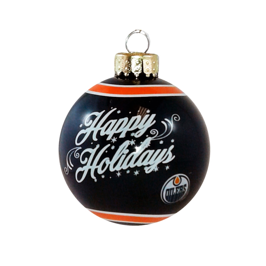 Image 666719.jpg, Product 666-719 / Price $16.99, Edmonton Oilers NHL Happy Holidays Glass Ball Ornament from NHL on TSC.ca's Sports department