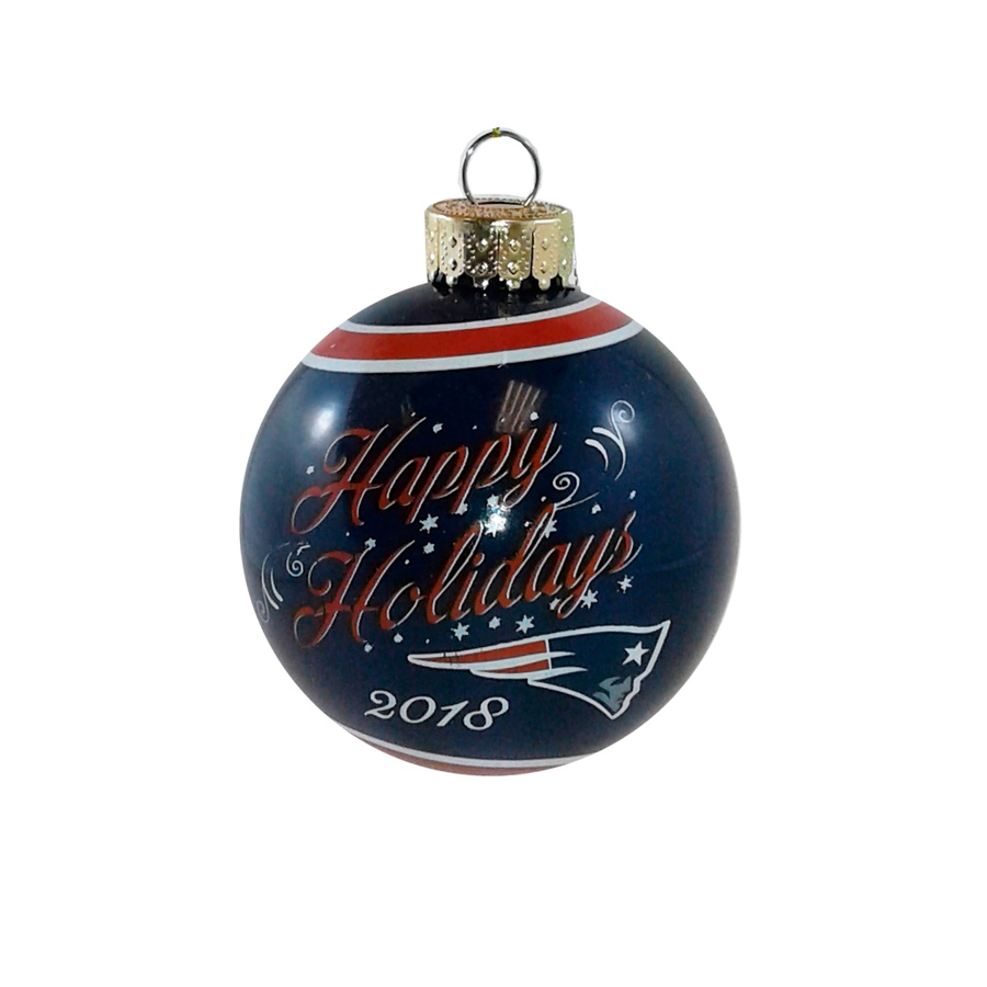 Image 666721.jpg, Product 666-721 / Price $16.99, New England Patriots NFL Happy Holidays Glass Ball Ornament from Fanatics on TSC.ca's Sports department