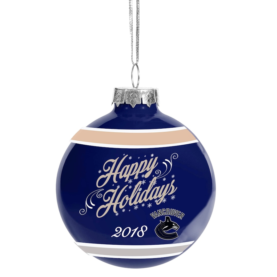 Image 666724.jpg, Product 666-724 / Price $16.99, Vancouver Canucks NHL Happy Holidays Glass Ball Ornament  on TSC.ca's Sports department