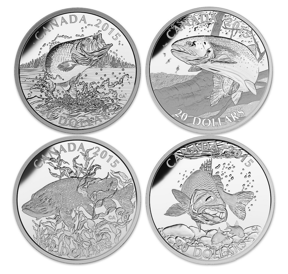Toys & Hobbies - Coins - Complete Set of Four 2015 $20 Fine Silver Coins  North American Sportfish - Online Shopping for Canadians