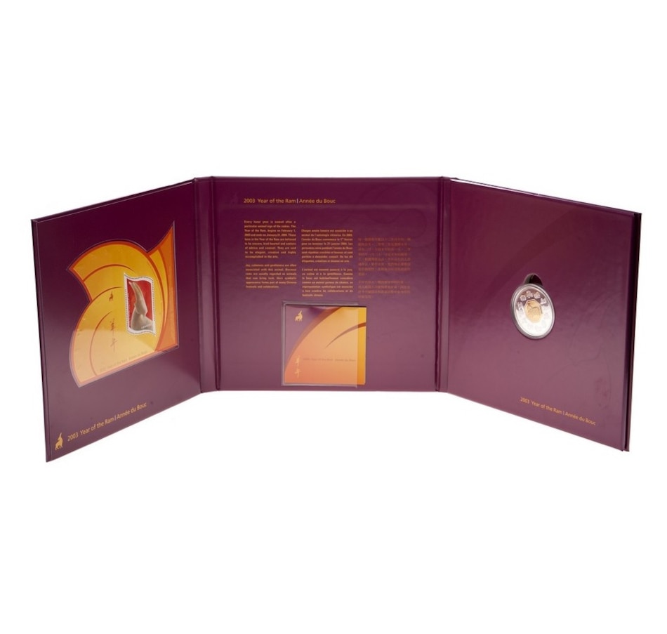 Image 667446_ALTMORE2.jpg, Product 667-446 / Price $134.88, 2003 $15 Year of the Ram RCM Chinese Lunar Coin and Stamp Set from Royal Canadian Mint (RCM) on TSC.ca's Coins department