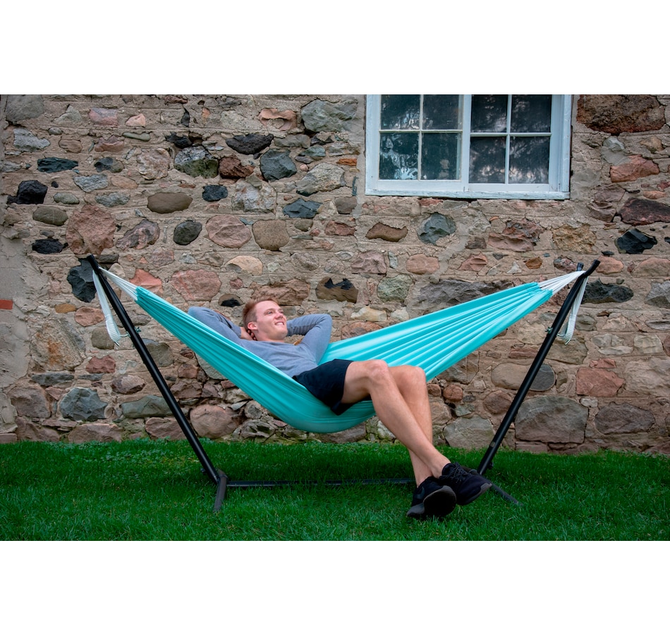 Image 667740_ALTMORE3.jpg, Product 667-740 / Price $199.99, Vivere Double Polyester Hammock Combo from Vivere on TSC.ca's Home & Garden department
