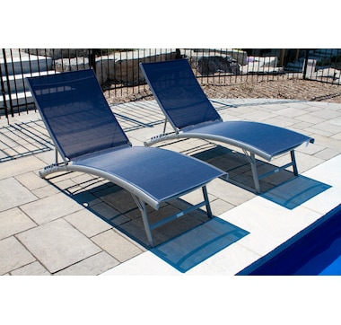 Vivere Clearwater 6-Position Aluminum Lounger 2-Pack with Wheels