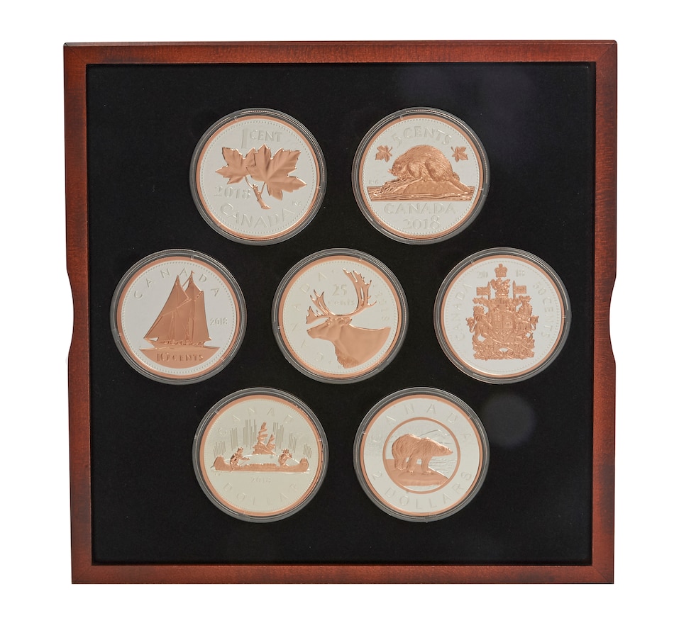 Image 667830_ALTMORE1.jpg, Product 667-830 / Price $4,795.00, Complete 2018 Big Coin Series Seven-Piece Proof Set from Royal Canadian Mint (RCM) on TSC.ca's Coins department