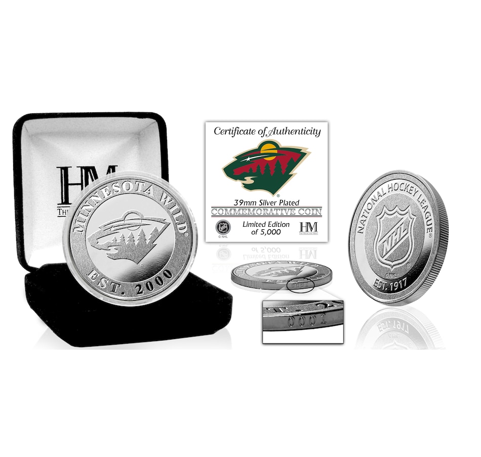 Image 667940.jpg, Product 667-940 / Price $66.99, Minnesota Wild Silver Mint Coin from Highland Mint on TSC.ca's Sports department
