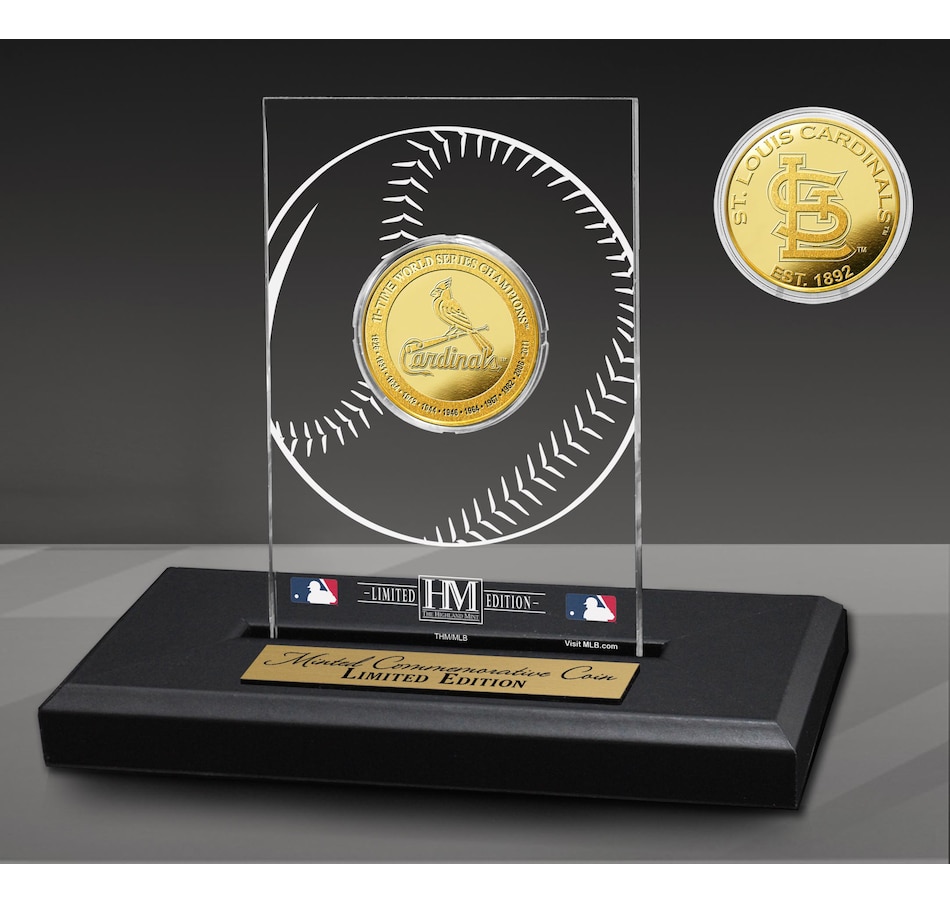 Image 667995.jpg, Product 667-995 / Price $109.99, St. Louis Cardinals 11-Time Champions Acrylic Gold Coin from Highland Mint on TSC.ca's Sports department