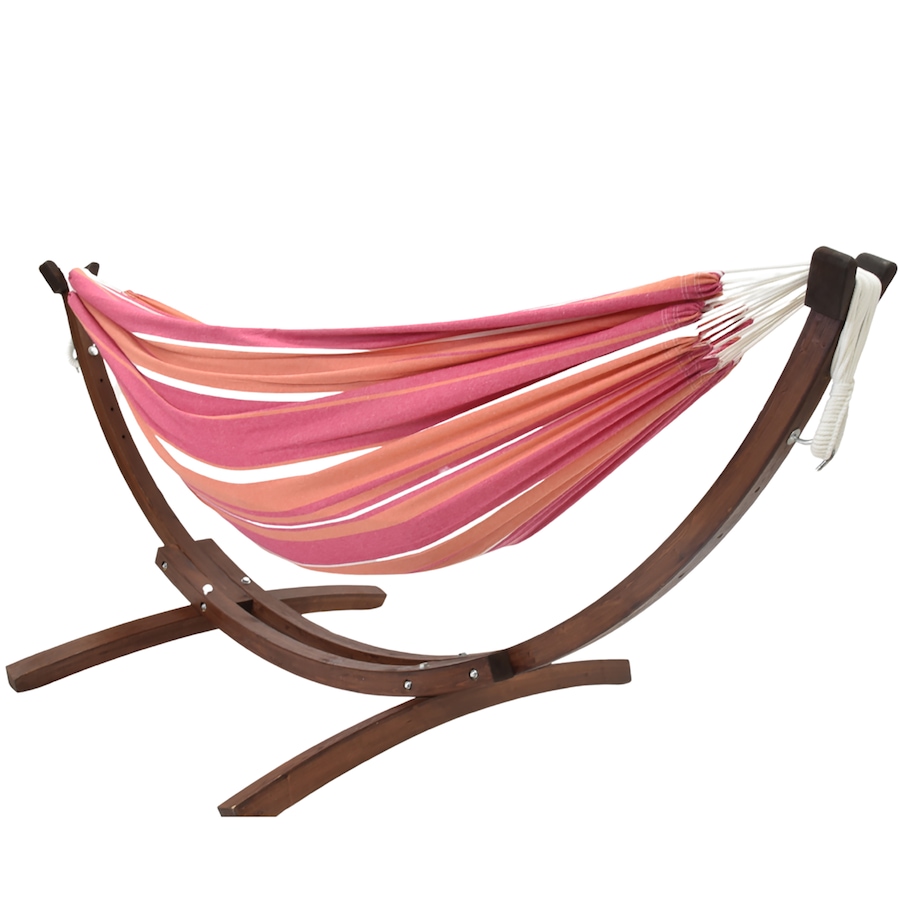 Image 674060_MIM.jpg, Product 674-060 / Price $324.99, Vivere 8ft Double Sunbrella® Hammock with Solid Pine Arc Stand (FSC Certified) from Vivere on TSC.ca's Home & Garden department