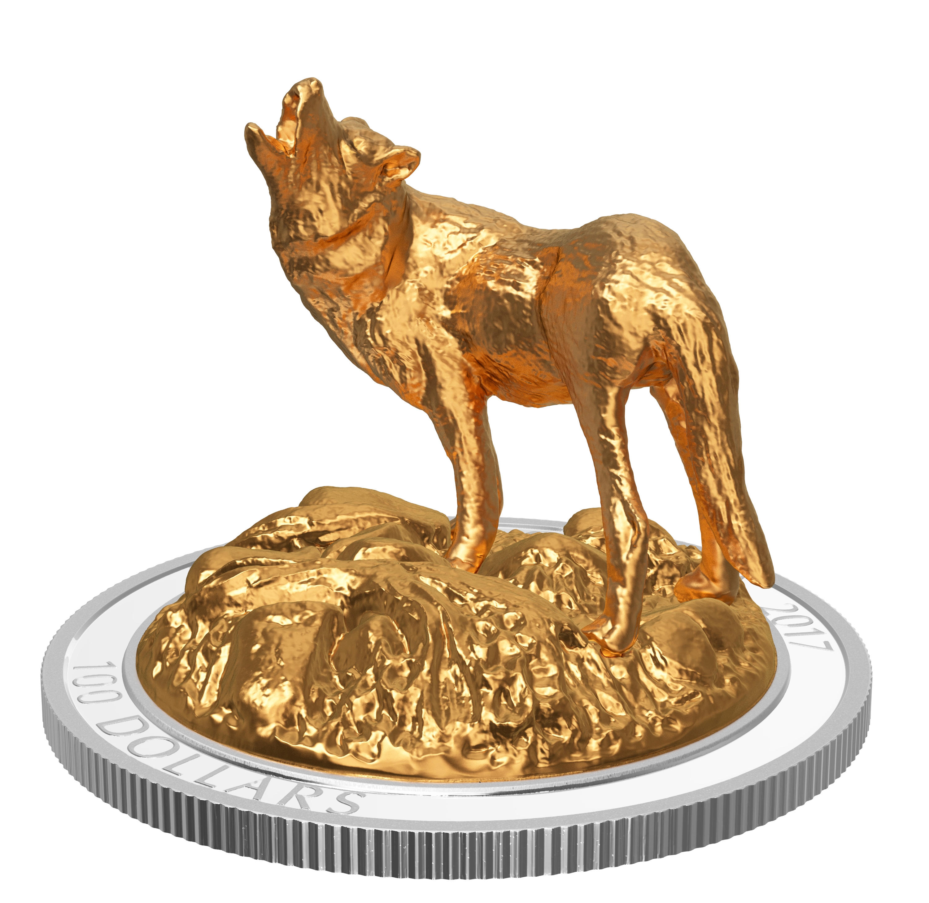 $100 Fine Silver 3D Sculpture Coin 2017 Iconic Canadian Animals