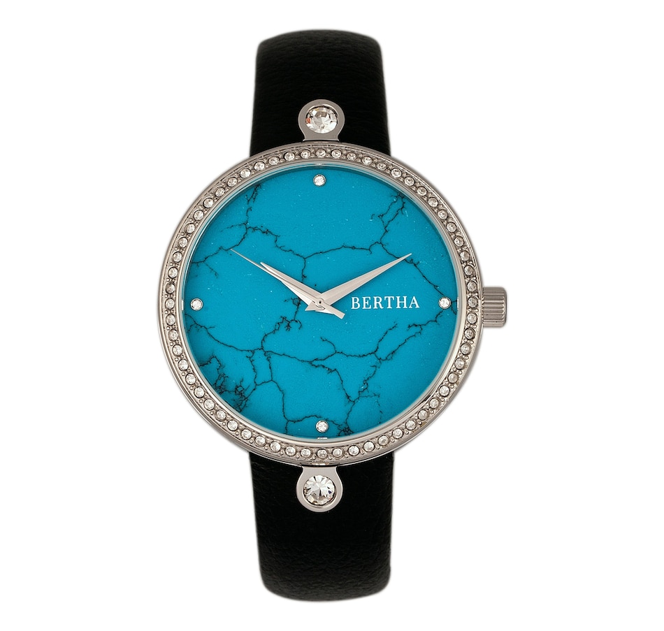 Image 681475_CNBLK.jpg, Product 681-475 / Price $195.00, Bertha Frances Marble Dial Leather Watch from Bertha on TSC.ca's Jewellery department