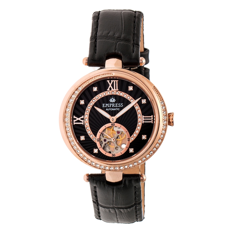 Image 684244_BKRSG.jpg, Product 684-244 / Price $375.00, Empress Stella Auto Semi-Skeleton Mother of Pearl Leather Watch from Empress on TSC.ca's Jewellery department