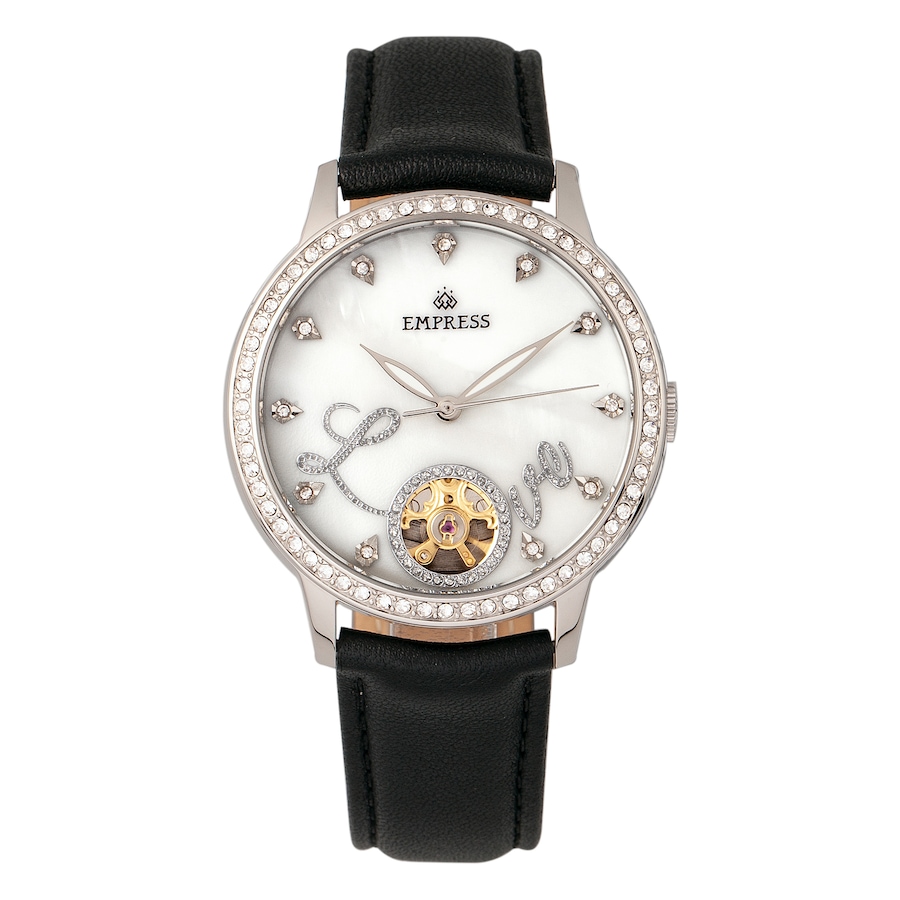 Image 684250_BLK.jpg, Product 684-250 / Price $350.00, Empress Quinn Automatic Mother of Pearl Semi-Skeleton Dial Leather Watch from Empress on TSC.ca's Jewellery department
