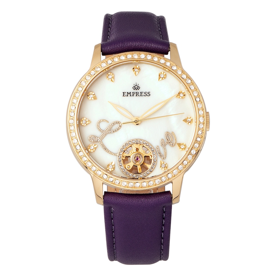 Image 684250_PUR.jpg, Product 684-250 / Price $350.00, Empress Quinn Automatic Mother of Pearl Semi-Skeleton Dial Leather Watch from Empress on TSC.ca's Jewellery department