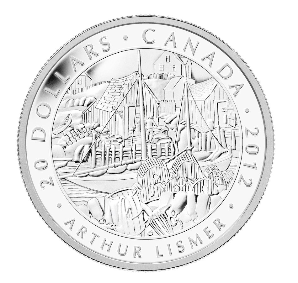 Image 684729.jpg, Product 684-729 / Price $89.95, 2012 $20 Fine Silver Coin from Arthur Lismer's Painting - Nova Scotia Fishing Village from Royal Canadian Mint (RCM) on TSC.ca's Coins department