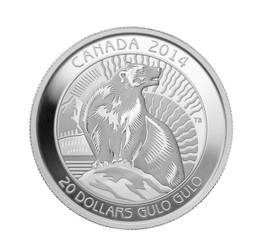 2014 $20 Proof Fine Silver Wolverine Coin