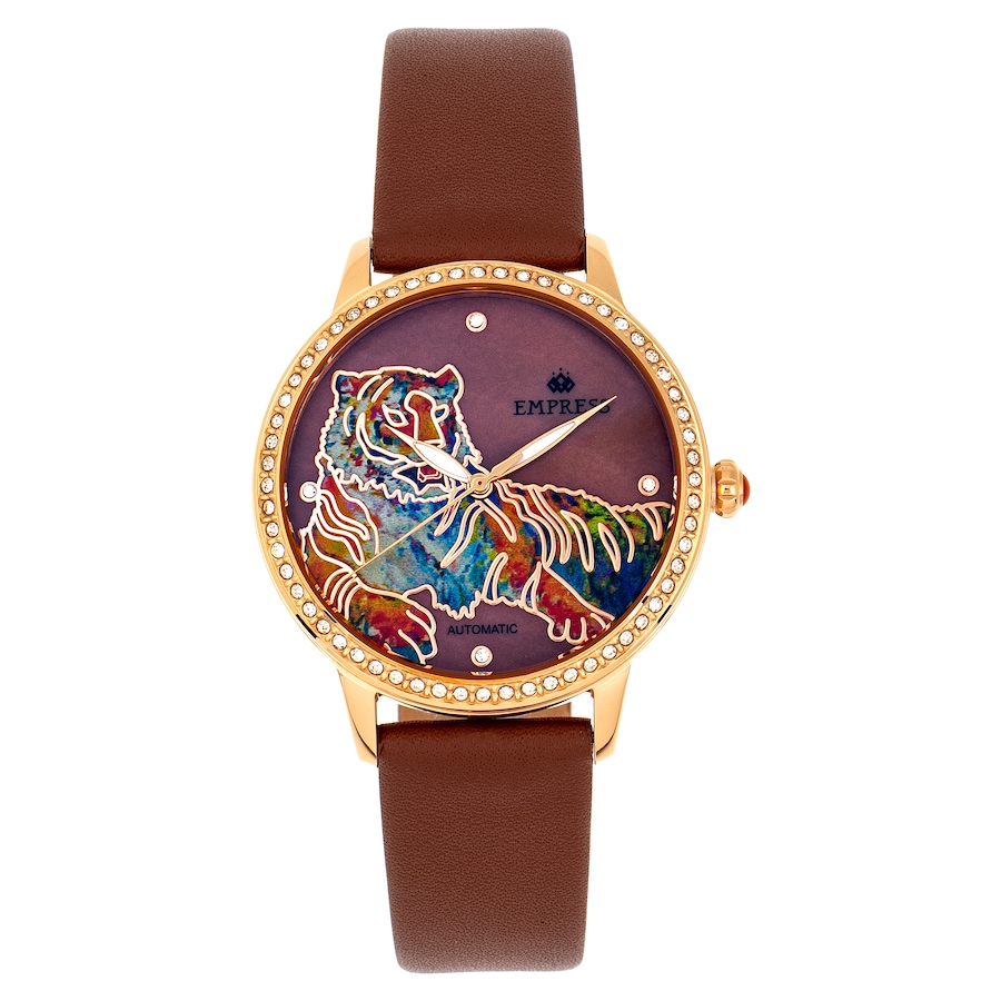 Image 684913_BRN.jpg, Product 684-913 / Price $362.00, Empress Diana Automatic Engraved Mother of Pearl Leather Watch from Empress on TSC.ca's Jewellery department