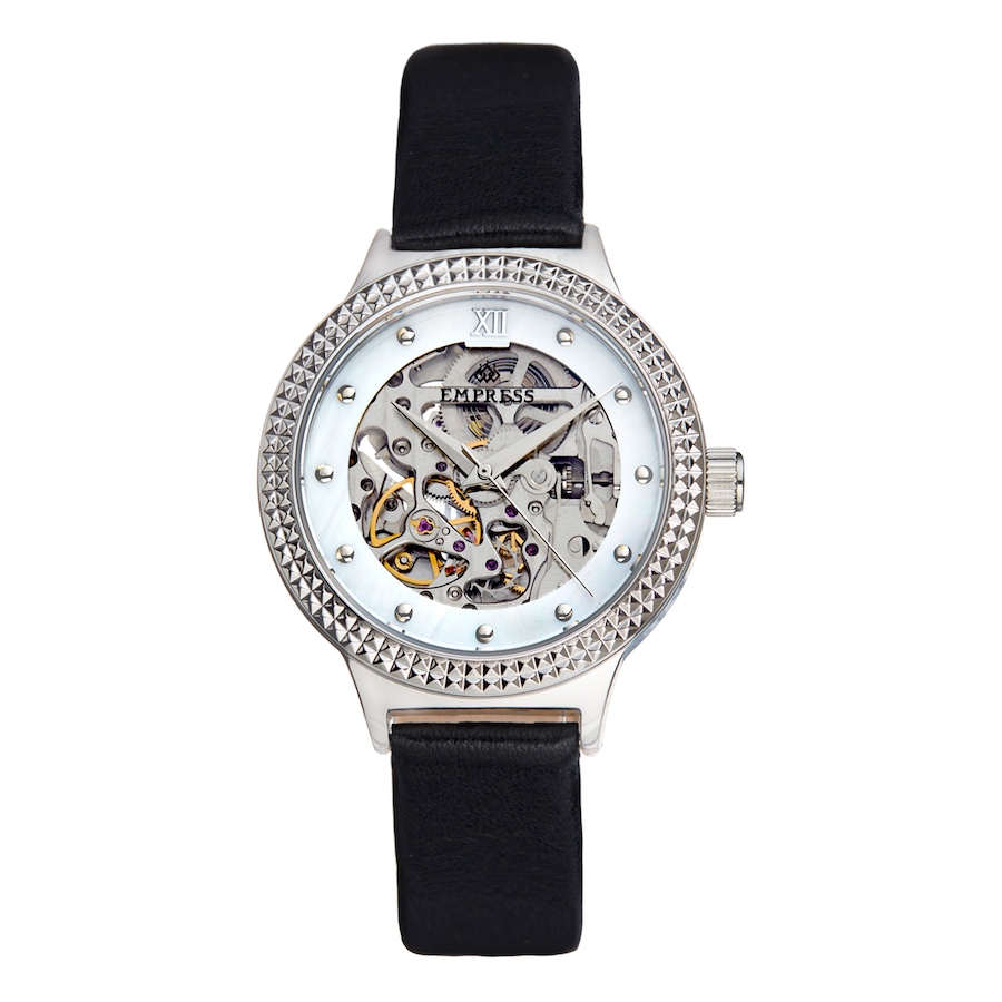 Image 684915_BLK.jpg, Product 684-915 / Price $350.00, Empress Automatic Mother of Pearl Skeleton Dial Leather Watch from Empress on TSC.ca's Jewellery department