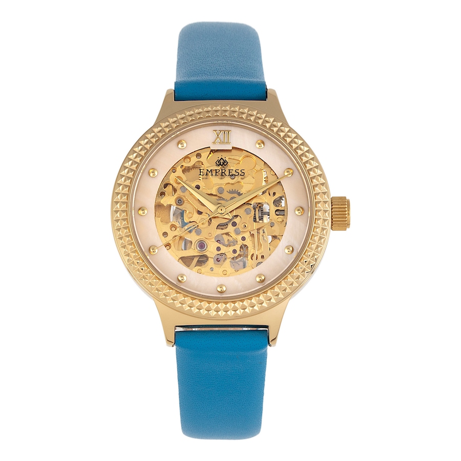 Image 684915_BLU.jpg, Product 684-915 / Price $350.00, Empress Automatic Mother of Pearl Skeleton Dial Leather Watch from Empress on TSC.ca's Jewellery department