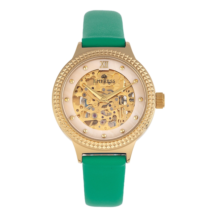 Image 684915_GRN.jpg, Product 684-915 / Price $350.00, Empress Automatic Mother of Pearl Skeleton Dial Leather Watch from Empress on TSC.ca's Jewellery department
