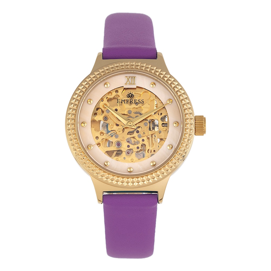 Image 684915_PUR.jpg, Product 684-915 / Price $350.00, Empress Automatic Mother of Pearl Skeleton Dial Leather Watch from Empress on TSC.ca's Jewellery department