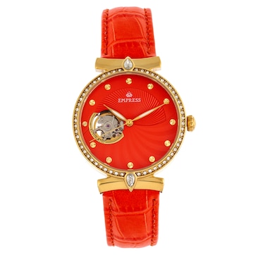 Empress Edith Semi-Skeleton Leather Watch
