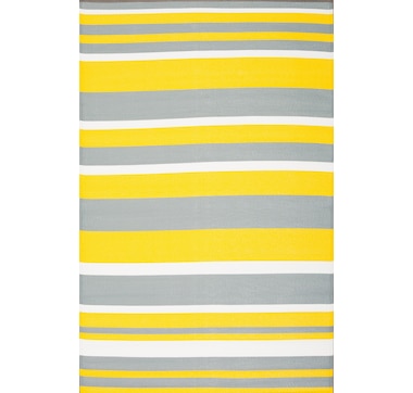 Viana Indoor/Outdoor Reversible Plastic Rug, Yellow Stripes